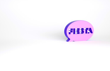 Purple Fiesta icon isolated on white background. Minimalism concept. 3d illustration 3D render.