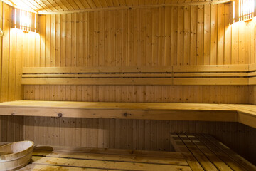 Sauna room interior background.