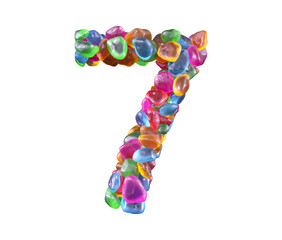 Fototapeta na wymiar Colorful gems font. Number 7. 