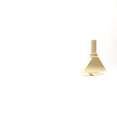 Gold Lamp hanging icon isolated on white background. Ceiling lamp light bulb. 3d illustration 3D render.