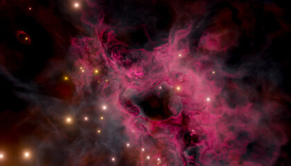The galactic dust nebula and the birth of stars in the galaxy 3d render