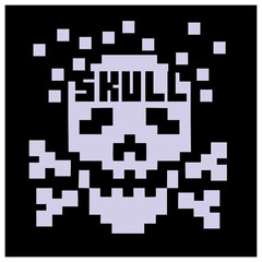 pixel skull, digital vintage design t shirts