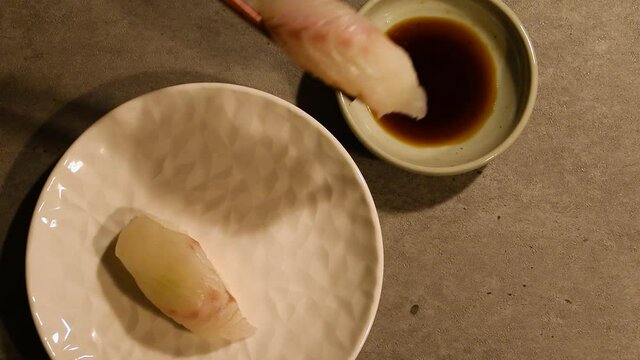 Flatfish sushi made with flatfish and rice