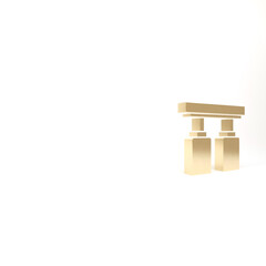 Gold Led track lights and lamps with spotlights icon isolated on white background. 3d illustration 3D render.