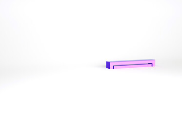 Purple Long luminescence fluorescent energy saving lamp icon isolated on white background. Minimalism concept. 3d illustration 3D render.