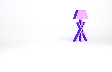 Purple Floor lamp icon isolated on white background. Minimalism concept. 3d illustration 3D render.