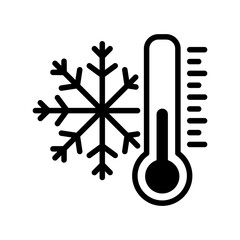 Thermometer with snowflake line icon isolated on the white background