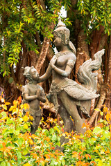 Fototapeta na wymiar Kinnaree statue made of bronze