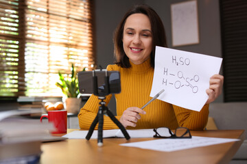 Teacher conducting online lesson at home during COVID-19 quarantine