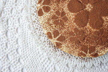 cocoa chocolate cheesecake with flowers