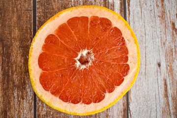 Slice of grapefruit, top view