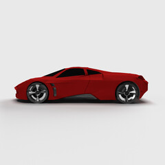 Plakat red sports car on white background