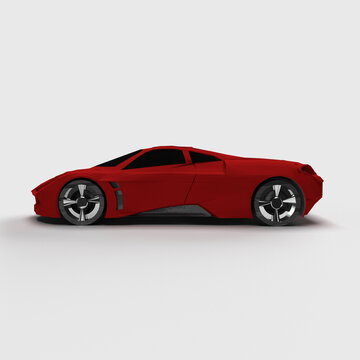 Red Sports Car On White Background