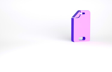 Purple Glass screen protector for smartphone icon isolated on white background. Protective film for glass. Transparent soft glass for mobile phone. Minimalism concept. 3d illustration 3D render.