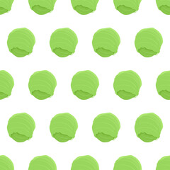 Seamless pattern with iceberg lettuce whole vegetable. Organic food textile. Hand drawn vector nature graphic background.