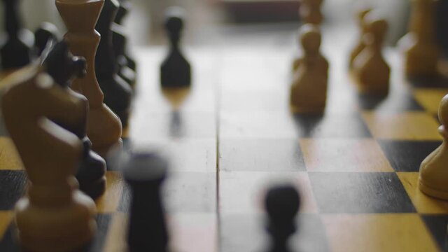 Close shot of checkmate to the king in a chess game