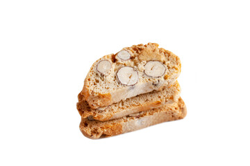 italian cantuccini cookies isolated on white background. Biscotti cookies.