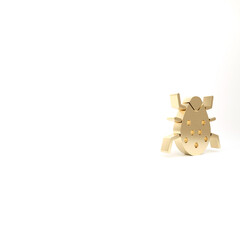 Gold System bug concept icon isolated on white background. Code bug concept. Bug in the system. Bug searching. 3d illustration 3D render.