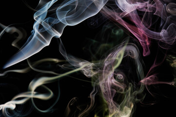 Rainbow color smoke swirls