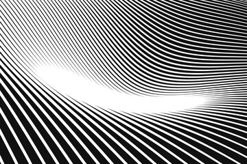 Black and white wavy lines. Halftone optical pattern.