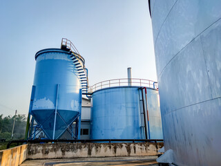 Large water tank storage. Tank water system. Storage water industrial station 