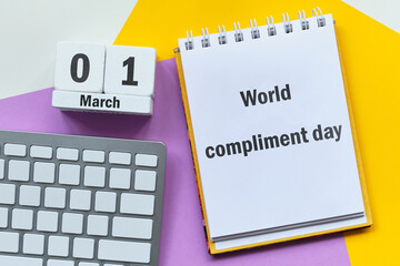 World compliment day of Spring month calendar march