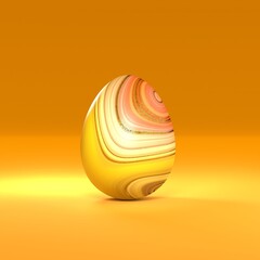 Yellow Easter egg. 3D render / rendering.