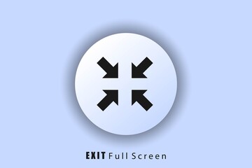 Naklejka na ściany i meble Full screen login or logout icon. Exit full screen icon. Expand or collapse a symbol. User interface icon. White web button. Neomorphism. Vector EPS10