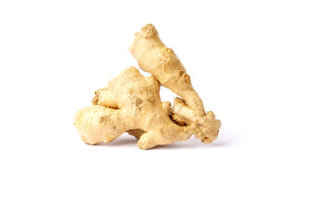 Fresh ginger isolated on white background.