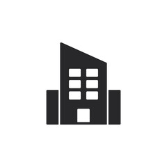 Apartment office building icon. Black building silhouette. Vector isolated on white