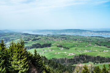 View from the hills in the outskirts of Zurich, Switzerland, towards the lake