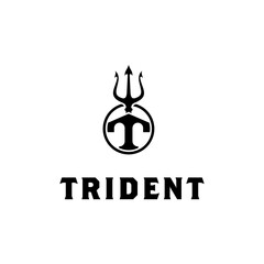  Letter T Trident King logo design vector