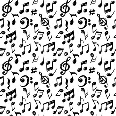 Seamless pattern of  music note doodle, vector illustration