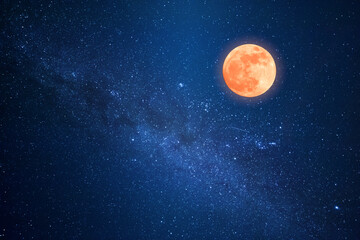 Full moon and stars