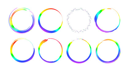 set of round colored frames circles
