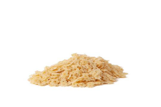 Small stellini slide lying on white. Soup stars. Italian pasta.