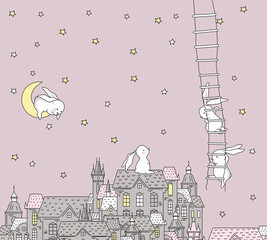 kids wallpaper pink background abstraction rabbit © Lolita