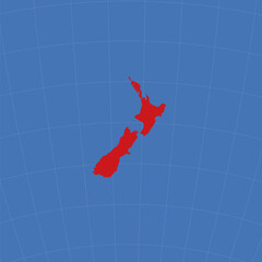 Shape of the New Zealand in context of neighbour countries. Country highlighted with red color on world map. New Zealand map template. Vector illustration.