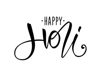 Vector Hand drawn lettering composition of Happy Holi on white background