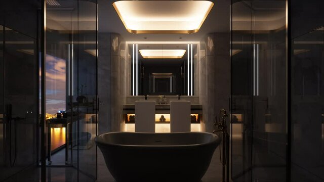Luxury White Marble Bathroom Interior