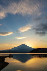 山中湖冬の夕焼け富士山