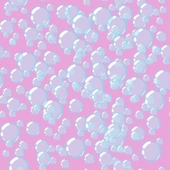 Foam seamless pattern. Transparent bubbles on a dark background. Vector illustration.