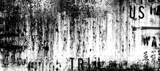 Abstract grunge futuristic lettering background. Monochrome abstract grunge black and white illustration	