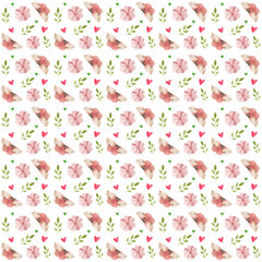 Butterflies pink and flowers summer pattern 