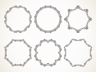 Ornamental calligraphic round frame, Vector set