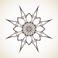 Round flower pattern, Circular ornament design element, Vector