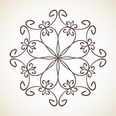 Fototapeta na wymiar Round flower oriental pattern, Circular ornament design element, Vector