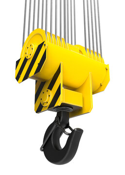 3D render of the lifting hook of a crane