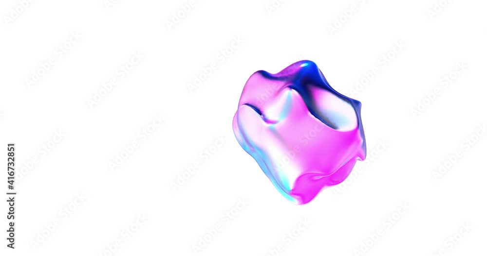 Poster abstract fluid drop of liquid in bright holographic colors gradients. fresh and trendy blob animated