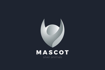 Metal Animal Abstract Logo Mascot Steel design vector template. Cat Logotype concept icon.